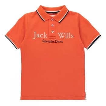 Jack Wills Kids Boys Script Tipped Polo Shirt - Tigerlilly