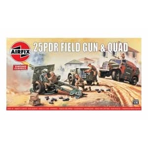 25PDR Field Gun & Quad 1:76 Vintage Classic Military Air Fix Model Kit