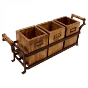 Metal Stand with 3 Wooden Boxes