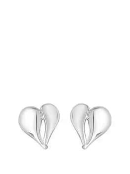 Simply Silver Sterling Silver 925 Polished Heart Stud Earrings, Silver, Women