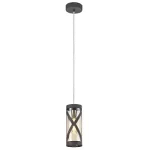 1 Light Ceiling Pendant E14, Matt Grey, Polished Chrome, Cognac - Luminosa Lighting