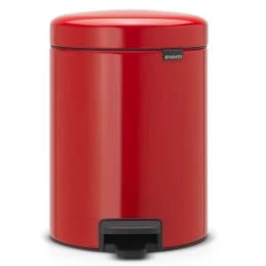 Brabantia newIcon Pedal Bin 5 Litre Plastic Bucket Passion Red