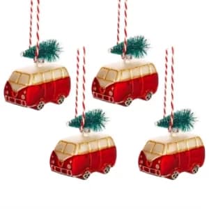 Mini Campervan Shaped Bauble (Set of 4)