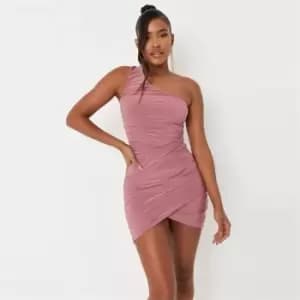 Missguided Wrap One Shoulder Slinky Dress - Purple