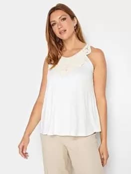 Long Tall Sally Crochet Trim Vest Top - White, Size 10, Women