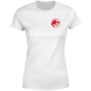 Jurassic Park Red Logo Embroidered Womens T-Shirt - White - L