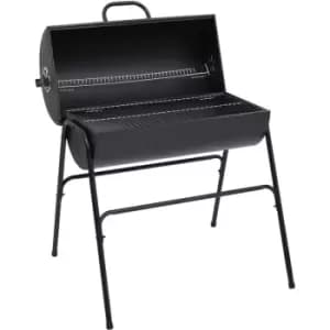 Barrel Grill with 2 Cooking Grids Black 80x95x90cm Steel Vidaxl Black