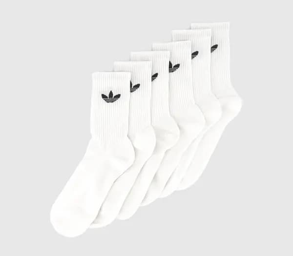 Adidas Crew Socks 6 Pack White Black, M