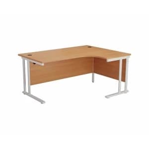 TC Office Start White Cantilever Frame Right Hand Crescent Desk 1600x1200mm, Beech