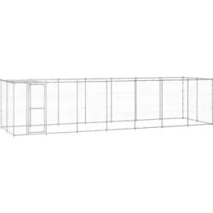 Vidaxl - Outdoor Dog Kennel Galvanised Steel with Roof 16.94 m² Silver