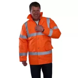 Grafters Unisex Safety Hi-Visibility Waterproof Motorway Jacket (2XL) (Orange)