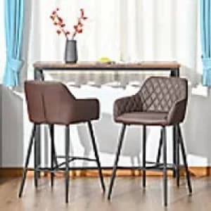 Homcom Retro Leather Bar Stool Brown 2 Pieces