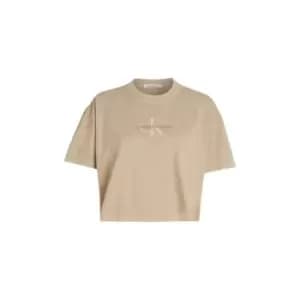 Calvin Klein Jeans Mineral Dye Monologo Tee - Beige
