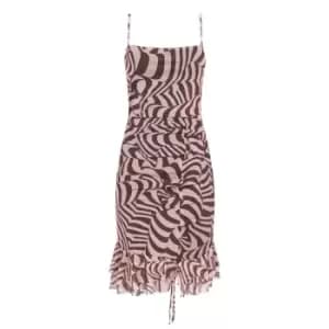 I Saw It First Mesh Ruched Dress - Brown