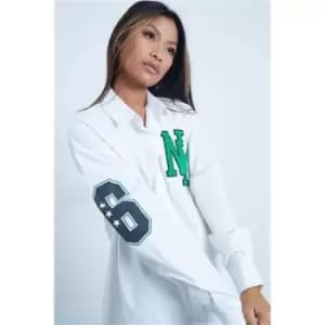 I Saw It First White Varsity Embroidered Oversized Shirt - White