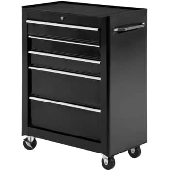 Homcom - 5-Drawer Steel Tool Garage Storage Cabinet Garage Workshop Chest Black