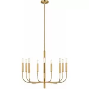 Loops - 9 Bulb Chandelier Hanging Pendant LIght Burnished Brass LED E14 60W Bulb
