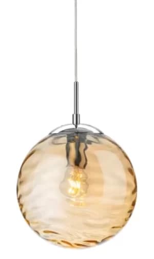 Mercury Globe Pendant Light Chrome with Amber Glass