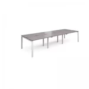Adapt triple back to back desks 3600mm x 1200mm - white frame and grey