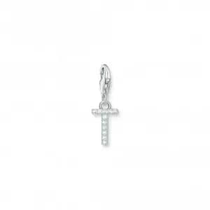 Charmista White Zirconia Letter T Charm Pendant 1957-051-14