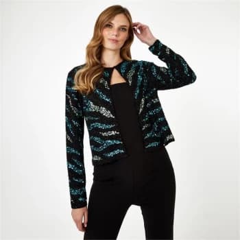 Biba BIBA x Tess Daly Sequin Jacket - Teal Tiger