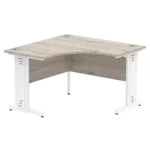 Impulse 1200 Corner Desk White Cable Managed Leg Desk Grey Oak