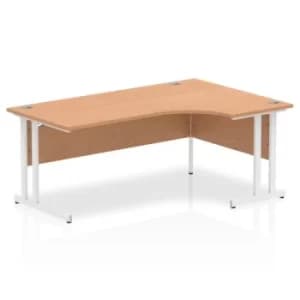 Impulse 1800mm Right Crescent Desk Oak Top White Cantilever Leg I00284