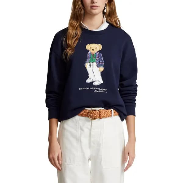 Polo Bear Sweatshirt with Crew Neck in Recycled/Cotton Mix