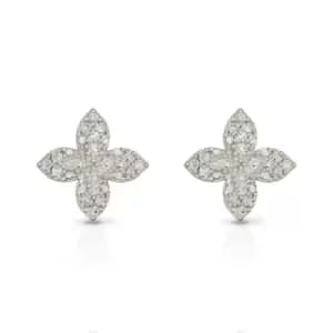 JG Signature 9ct Gold Diamond Puffed Flower Stud Earrings