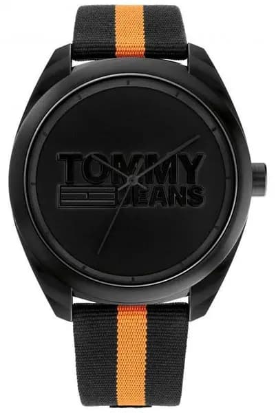 Tommy Jeans 1792042 Mens Black Dial Black and Orange Watch