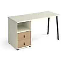 Rectangular A-frame Desk White, Kendal Oak Drawers Wood/Metal A-Frame Legs Charcoal Sparta 1400 x 600 x 730mm