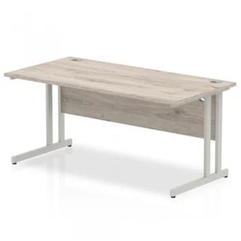 Trexus Rectangular Desk Silver Cantilever Leg 1600x800mm Grey Oak Ref