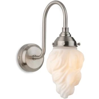 Firstlight - Flame Wall Light Brushed Steel with White Glass IP44