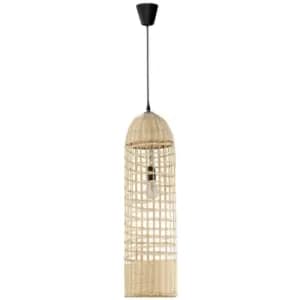 Netlighting Merano Antonino 20cm Dome Pendant Ceiling Light Iron, Rattan, Natura