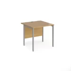 Office Desk 800mm Rectangular Desk With H-Frame Leg Oak Tops With Silver Frames 800mm Depth Maestro 25