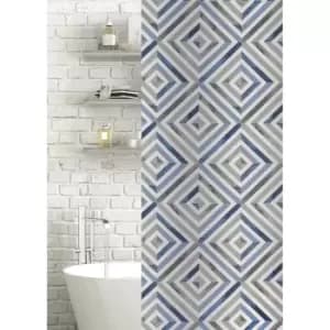 Showerdrape Zona Polyester Shower Curtain - Blue / Grey