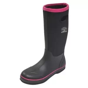 Woodland Womens/Ladies Pull On Plain Design Wellington Boots (8 UK) (Black/Fuchsia)