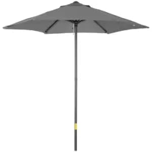 Outsunny 2M Parasol Patio Umbrella Outdoor Sun Shade With 6 Ribs - Dark Grey