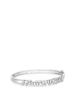 Jon Richard Silver Plated Scattered Cubic Zirconia Crystal Bangle Bracelet, Silver, Women