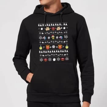 Muppets Pattern Christmas Hoodie - Black