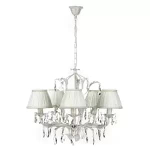 Karen 5 Light Multi Arm Chandelier With Shades, Ivory