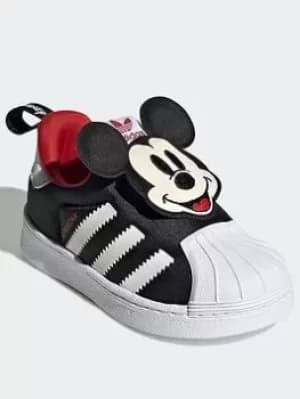 adidas Originals Disney Superstar 360 Shoes, Black/White/Red, Size 5.5