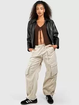 Boohoo Crochet Knitted Waistcoat - Mocha, Brown Size M Women