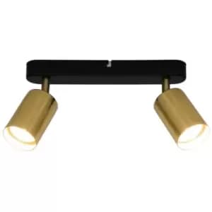 Zumaline Lighting - Zumaline Vila Twin Ceiling Spotlight, Black, Gold, 2x GU10
