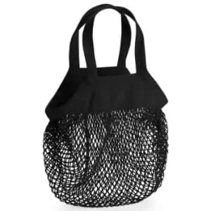 Westford Mill Mini Mesh Organic Cotton Grocery Bag (One Size) (Black)