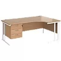 Dams International Right Hand Ergonomic Desk MCM18ERP3WHB 1,800 x 1,200 x 725 mm