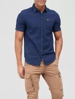Superdry Vintage Loom S/s Shirt, Navy Size M Men