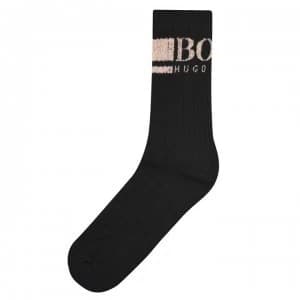 Hugo Boss Ribbed Logo Quarter Socks Black/Gold