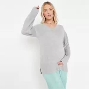 Missguided Maternity V Neck Jumper - Grey