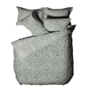 Furn Tanza Global Geometric Duvet Cover Set (Double) (Sage Green)